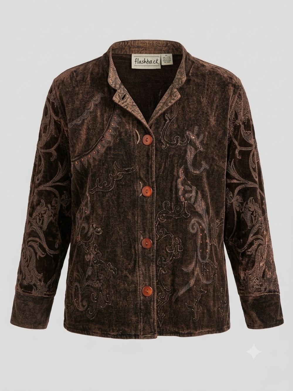 Rare Vintage Flashback Brown Embroidered Velvet Jacket
